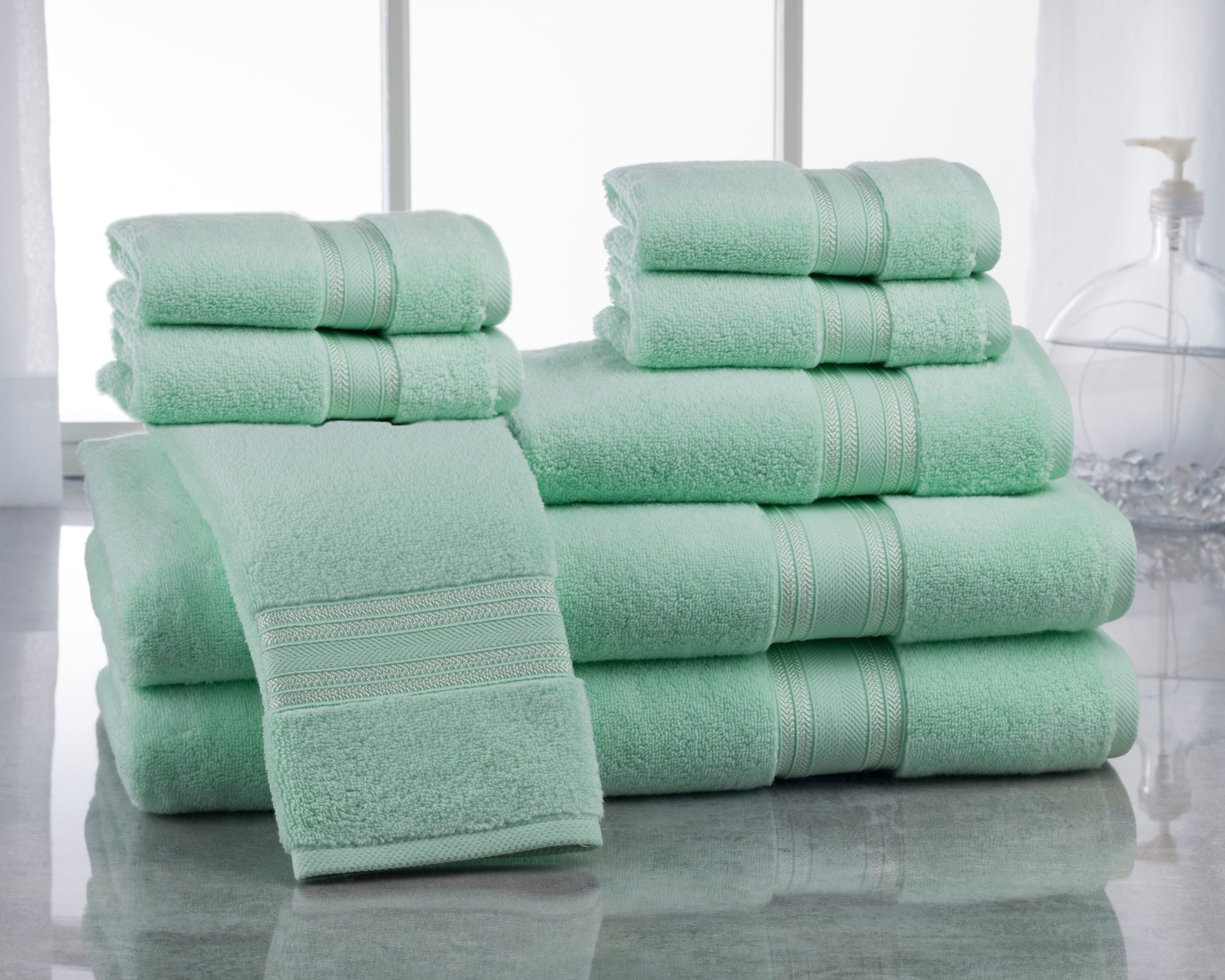 Addy Home 100 Cotton Ultra Low Twist 8Piece Bath Towel Set, Jade
