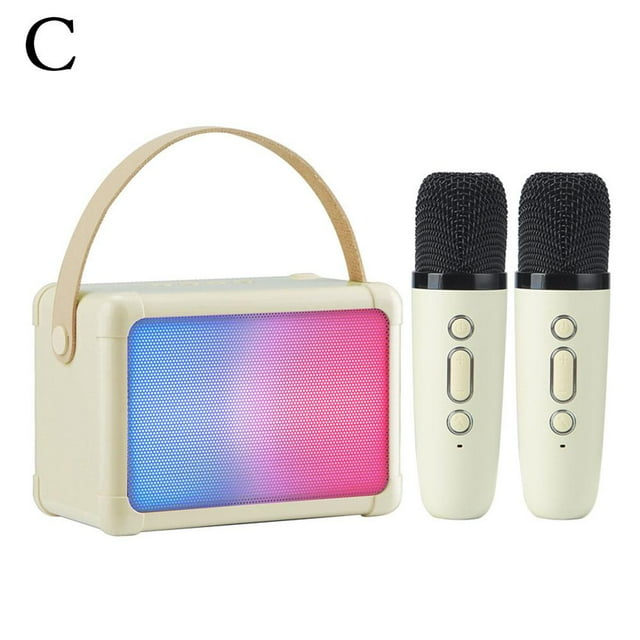 Machine de Karaoké Portable - Beige & Rose Chantez n'Importe Où, Profitez d'Un Son de Haute Qualité