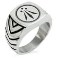 thumbnail image 1 of Stainless Steel Celtic Awen Arwen Three Rays Chevron Pattern Biker Style Polished Ring, 1 of 1