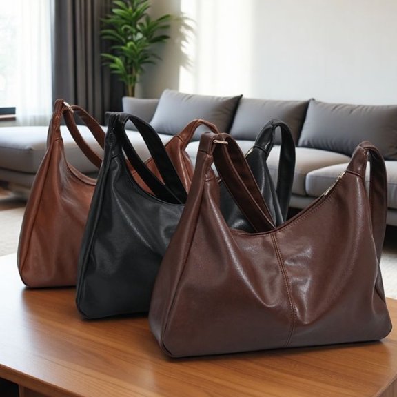 YYDD.Women's fashionable handbags - vintage PU trendy soft leather shoulder bags, large-capacity tote bags, women's crossbody bags black