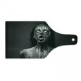 thumbnail image 1 of Zombie Cutting Board, Unusual Scream Monster Woman with Empty Eyes Looking up Horror Picture Design, Tempered Glass Cutting and Serving Board, Wine Bottle Shape, Black and White, by Ambesonne, 1 of 1