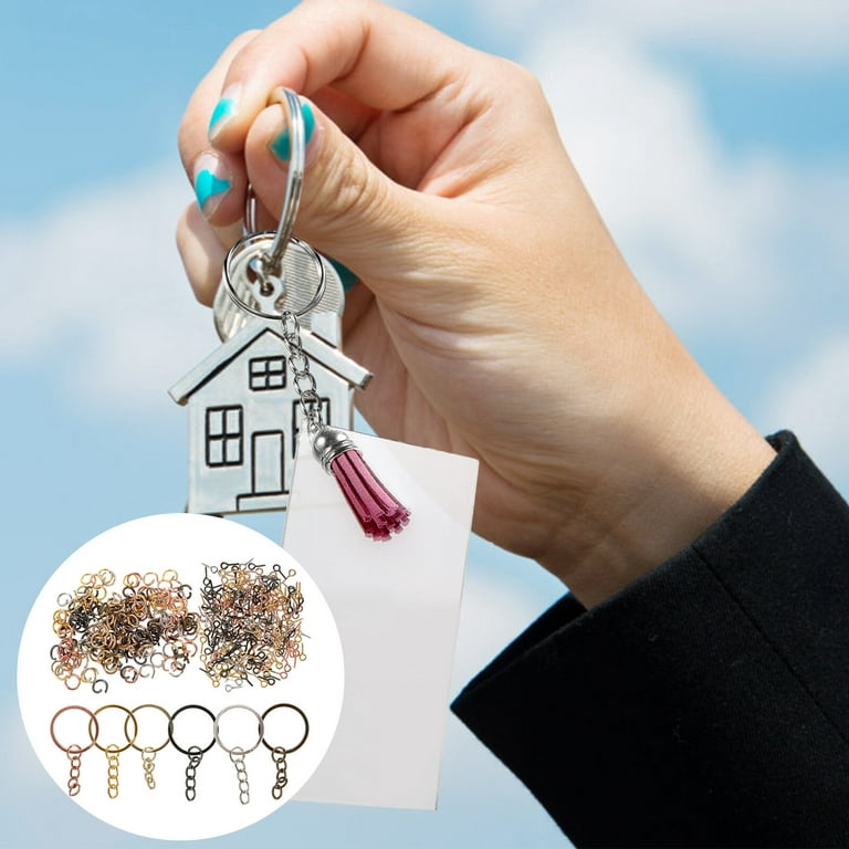 450PCS Key Ring with Chain & 8mm Small Screw Eye Pins Hooks for DIY Keychain  Making