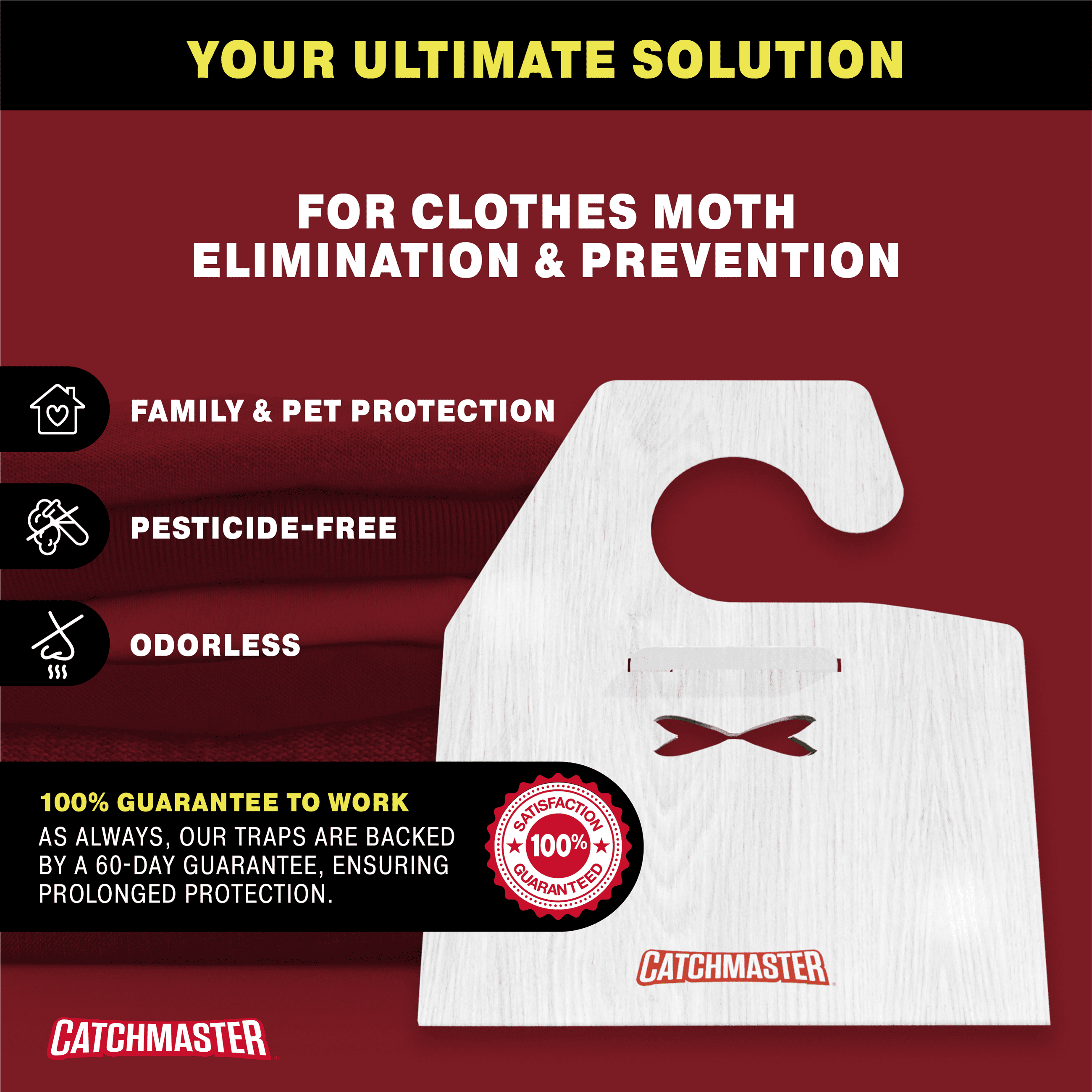 Catchmaster Clothes Moth Traps with Odorless Pheromone Technology – XL Glue Traps- For Casemaking and Webbing Moths - Hardwood Floor Pattern, 6PK