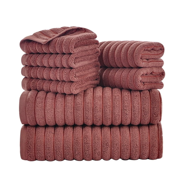 JML Rosy Bath Towel Set of 8 Pieces - 100% Cotton Highly Absorbent Towels for Bathroom, 2 Soft Bath Towels, 2 Hand Towels, 4 Washcloths