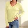 thumbnail image 6 of JoveMarine Womens Tops V Neck Pullover - Long Sleeve Cable Knit Sweater Color, Tops for Women Cozy Warm Knit Top,Yellow XL, 6 of 7