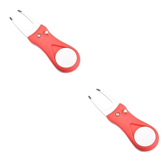 Eigraketly Golf Pitch Groove Repair Fork Pitchfork Mango de plástico Cabeza de acero inoxidable Reutilizable Putting Marker Removal Red Type2 NO2 Eigraketly  CBP218355