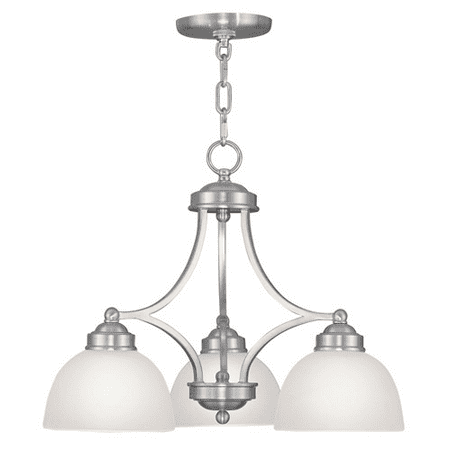 

Chandeliers 3 Light With Satin Steel Drum Brushed Nickel size 20 in 300 Watts - World of Crystal