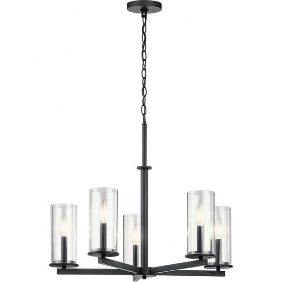 Mid Century Modern Industrial Five Light Chandelier-Black Finish Bailey Street Home 147-Bel-4187323
