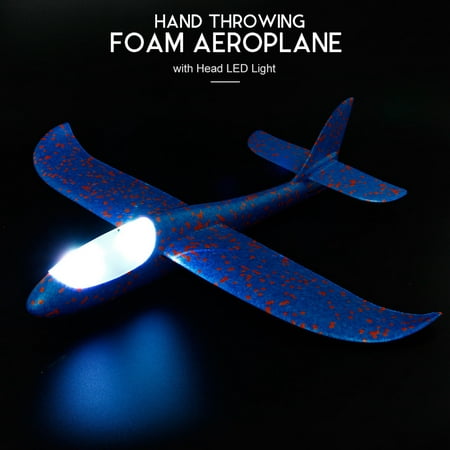 Hand Throwing Foam Airplane Aeroplane Glider with Head LED Lights Toys Gift for Kids