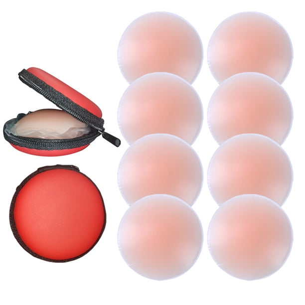 Cubre pezones de silicona - 4 pares, cubre pezones invisibles adhesivos reutilizables para mujeres Cubre pezones redondos