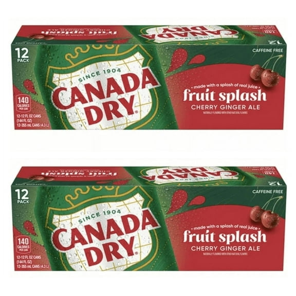 Ginger Ale Soda Cans, 12 Fl Oz, Fruit Splash Cherry, Pack of 24