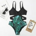 thumbnail image 3 of Maillot de Bain pour Femmes String Ceinture Découpée une Pièce Maillot de Bain Floral Ensemble Costume Humide, 3 of 5