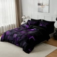 thumbnail image 2 of Flymme Duvet Cover Twin Size 2 Pieces Bedding Duvet Cover Set with Pillowcase Geometric Comforter Cover with Zipper Closure Bedroom Decor,Purple, 2 of 9