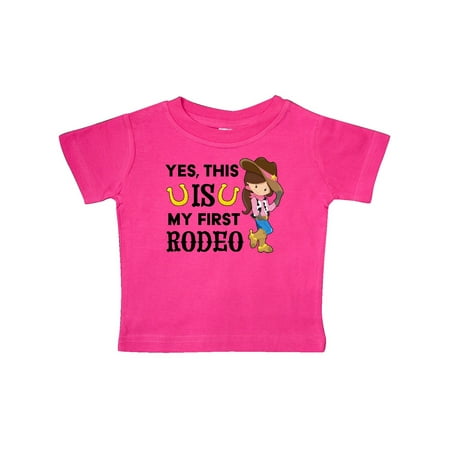 

Inktastic Yes this IS my First Rodeo- cowgirl in hat and boots Gift Baby Girl T-Shirt