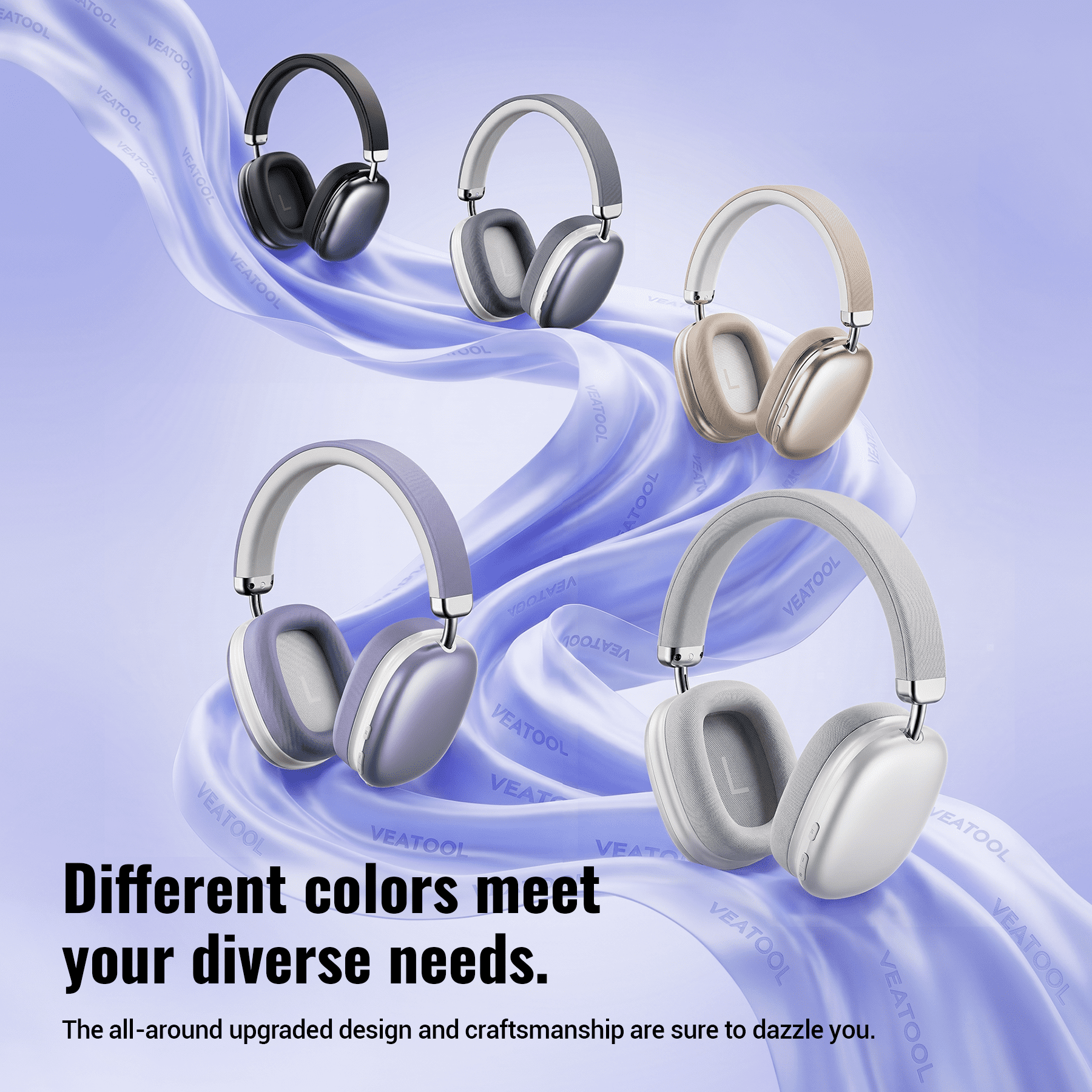 Wireless Bluetooth Headphones 5.1,40 Hrs Playtime Wireless Over-Ear Headphones,4 Mics ENC Noise Cancelling for Clear Calls, Lightweight Headset with Deep Bass Comfort fit for Travel Work