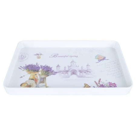 

NUOLUX 1Pc Rectangular Serving Tray Flower Pattern Fruit Tray Cake Bread Tray for Home