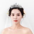 thumbnail image 2 of Miangastore 2PCS Frcolor Rhinestone Tiara Crown Veil With Comb Elegant Design Rhinestone Ribbon Comb Crown Communion Veil, 2 of 9