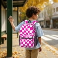 thumbnail image 6 of Pink and White Wavy Checkered Pattern 17" School Backpacks for Teens,Waterproof Oxford Fabric,S-Shape Padded Straps for School,Travel,Hiking,Camping, 6 of 6