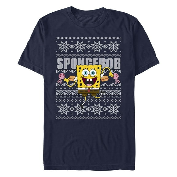 Men's SpongeBob SquarePants Ugly Christmas Sweater Graphic T-Shirt
