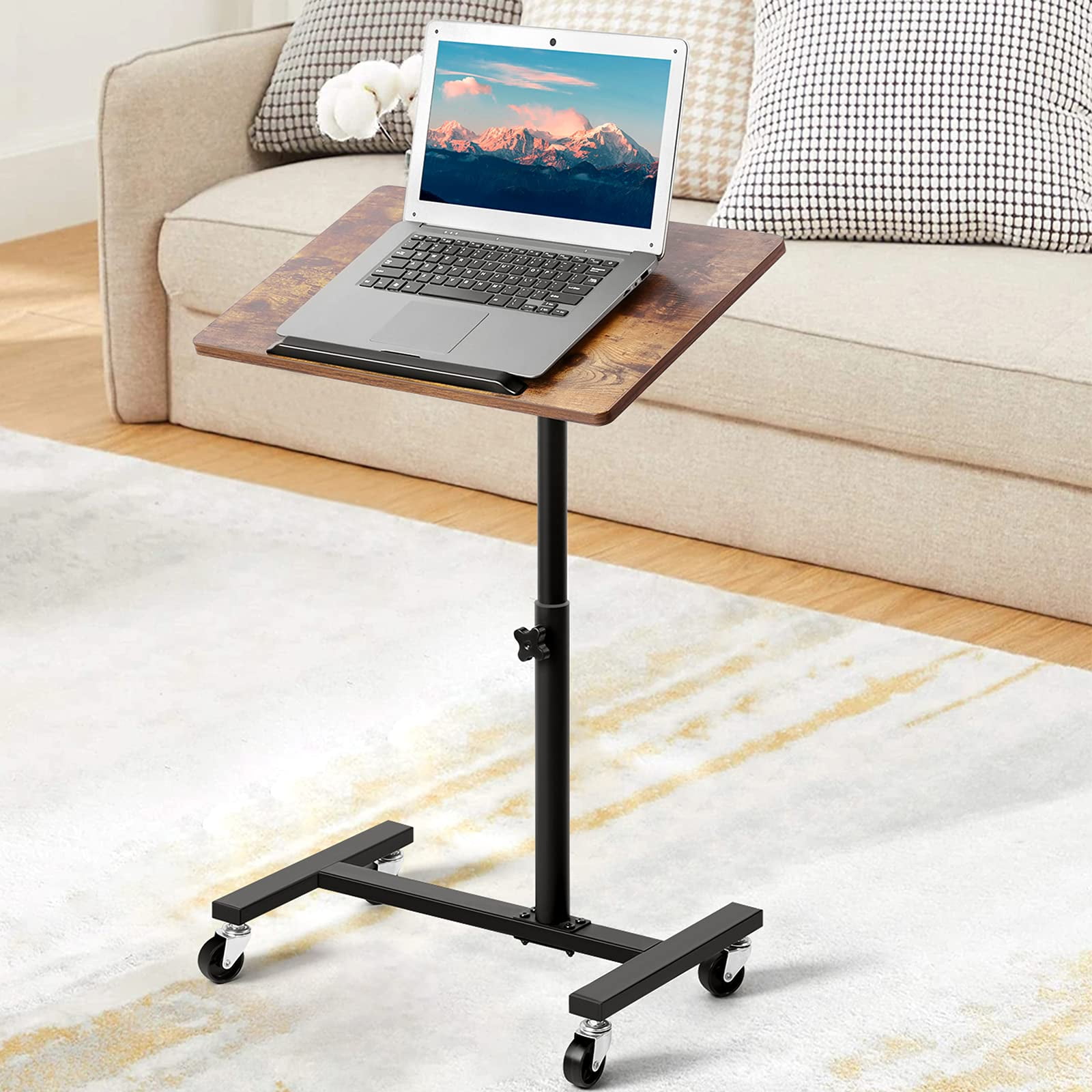 Small Folding Table Adjustable TV Tray Portable Dinner Table 