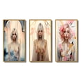 thumbnail image 2 of Designart "Art Nouveau Glamour Vintage Portrait of a Young Woman III" Fashion Woman Framed Wall Art Set Of 3 - Blue Glam Frame Gallery Wall Set For Home Decor, 2 of 6