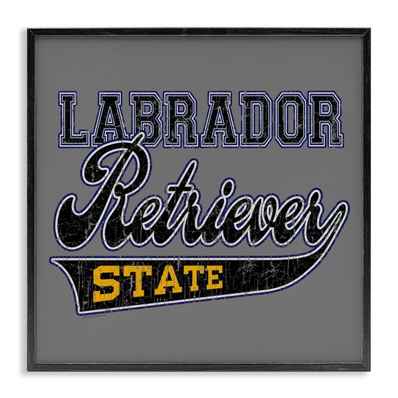 Stupell Industries Labrador Retriever State Novelty & Humor Painting Black Framed Art Print Wall Art, 12 x 12
