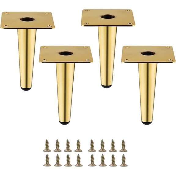 Gold Metal Heavy Duty Straight Furniture Feet DIY Modern Replacement Legs for Cabinet Sofa Couch Chair-Set of 4 (Gold, 4")