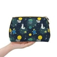thumbnail image 4 of Naloa Space and Animals Leather Makeup Bag for Purse Travel, Portable Small Cosmetic Organizer for Women and Girls, Make up Bag with Zipper, 4 of 8