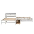 Full Size Lshaped Platform Beds with Trundle, Drawers and Table, White