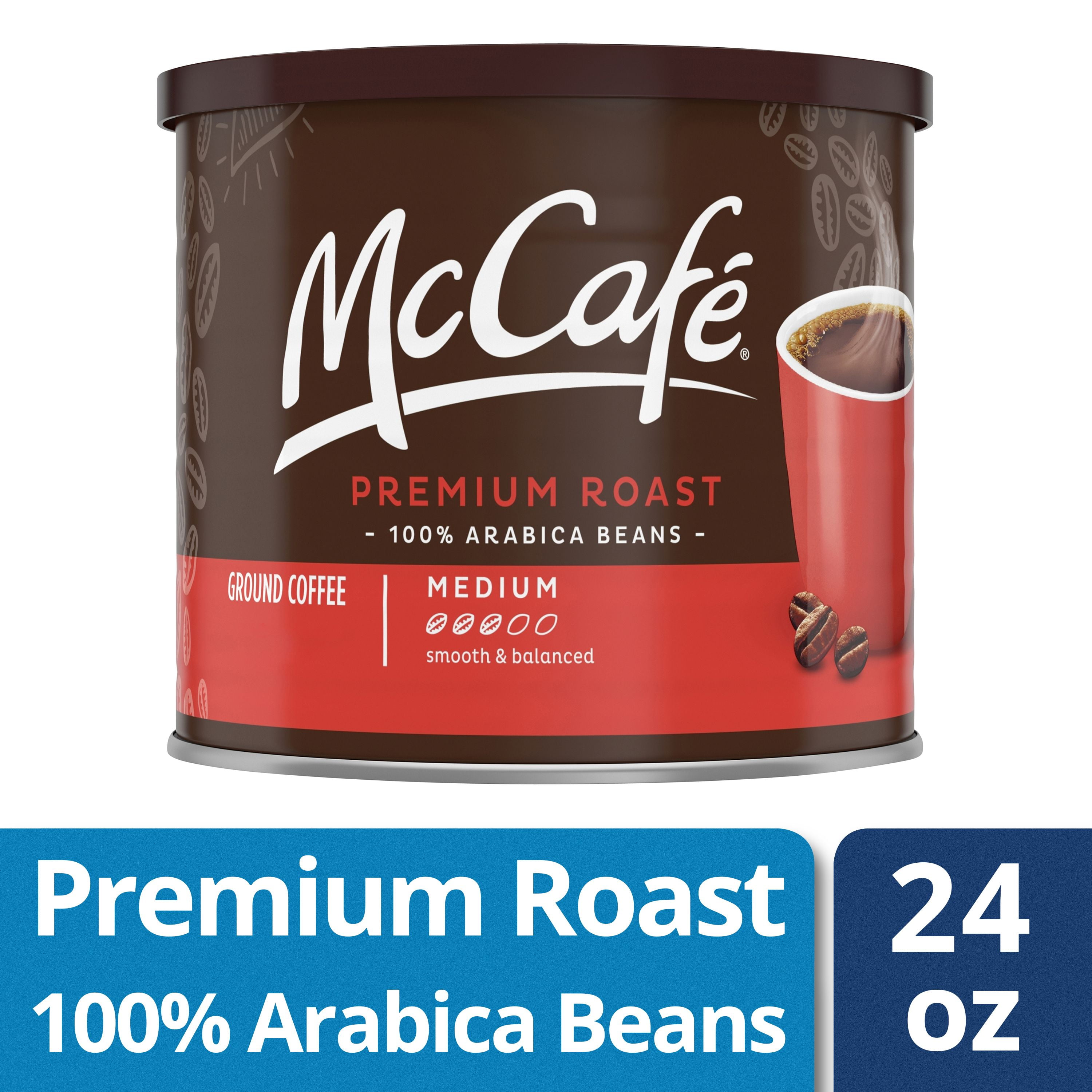 McCafe Premium Roast Medium Ground Coffee, Caffeinated, 24 oz Can