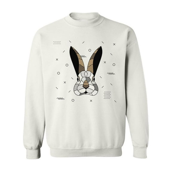 Pointillism Rabbit Head Sweatshirt Men -Image by Shutterstock, Male Large