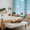 thumbnail image 4 of Christmas Snowman Sheer Curtains 108 Inches Long, Teal Blue Xmas Tree Winter Snowflakes Light Filtering Window Curtains for Living Room, Rod Pocket Voile Sheer Curtain Drapes, 52"Wx108"L, 2 Panels, 4 of 9