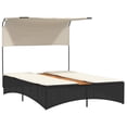 thumbnail image 3 of vidaXL Patio Double Sun Lounger Black PE rattan Double, 3 of 6