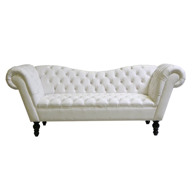 HomeRoots Furniture Modern Classic Style Love Seat White Leather