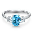 thumbnail image 3 of Gem Stone King 2.16 Ct Oval Swiss Blue Topaz White Topaz 925 Sterling Silver Ring, 3 of 6