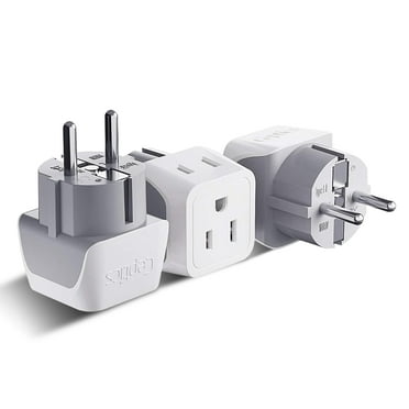 Ceptics CT-9 European Schuko German, France Travel Adapter Plug - Type E/F (3-Pack)