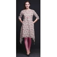 thumbnail image 3 of Bimba Pink Leaves & Cardamine Floral Printed Asymmetrical Kurti Tops For Women Indian Summer Dress Tunic XXX-Large, 3 of 6