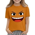 thumbnail image 6 of DAETIROS Funny Face Boys Graphic Tee 100% Cotton Short Sleeve Crew Neck T-Shirt for Little Kids Everyday Wear Orange Kids Boy Top,Size 9 T, 6 of 6