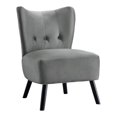thumbnail image 4 of Velvet Accent Chair, Upholstered Wingback Lounge Chair Reading Chair with Solid Wood Legs, Comfy Button-Tufted Club Chair Single Sofa for Living Room Bedroom Guest Room, Grey, 4 of 5