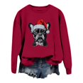 thumbnail image 4 of Fiaer Crew Neck Women Christmas Sweatshirts Long Sleeve Fog Printed Tops Plus Size Casual Fashion Fall Cozy Pullover XXL, 4 of 5