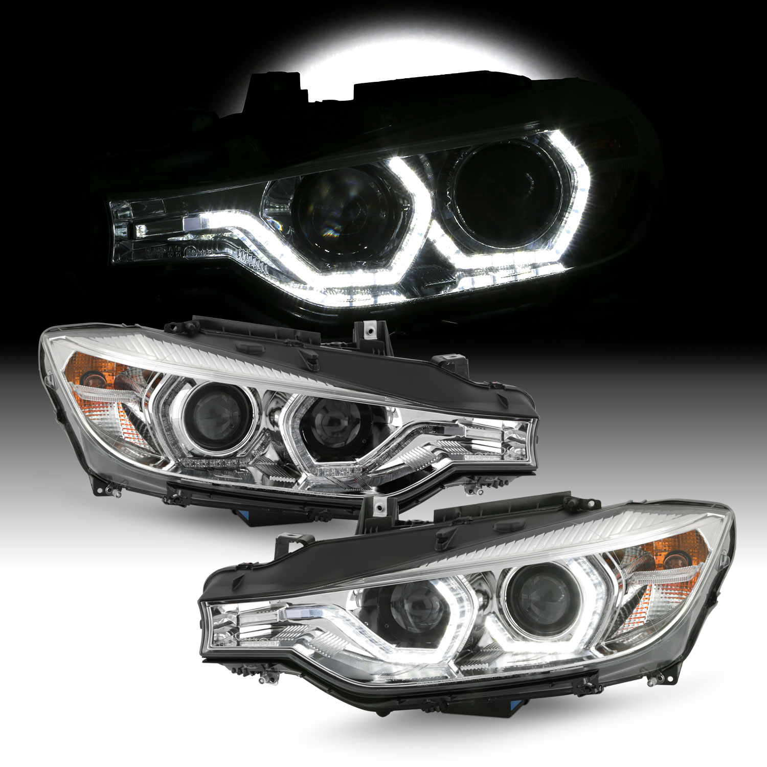 For 12-15 BMW 320i 325i 328d 328i 335i HID w/AFS LED Projector Chrome  Headlights