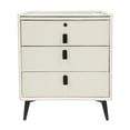 thumbnail image 4 of Smart 3-Drawer Bedside Nightstand Beige White Fingerprint Lock LED Light USB, 4 of 15