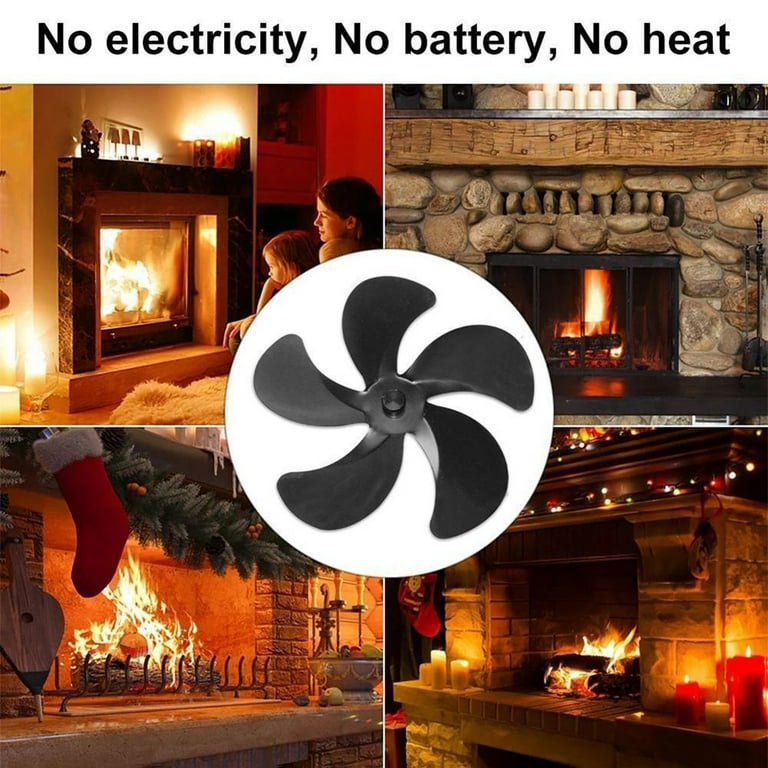 Gerich Electric Fireplace Fan Stove Fan for 5-Wing Blower Fireplace Pipe Fan  Blades,5 Blades Heater Stove Fan Blades (Black) 1 Pcs - Walmart.com