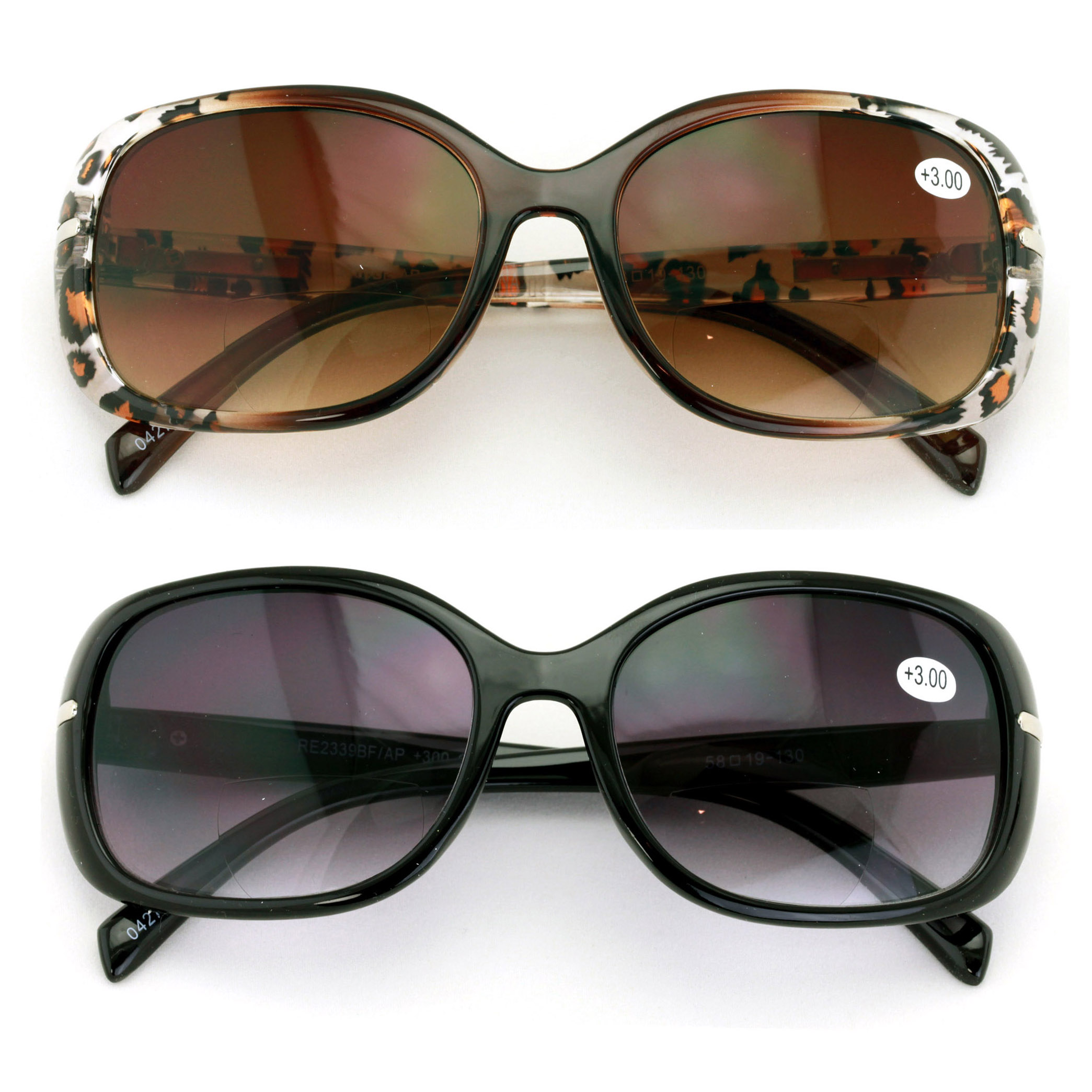 2 Pairs Women S Bifocals Reading Sunglasses Reader Glasses Vintage Outdoor Black And Leopard