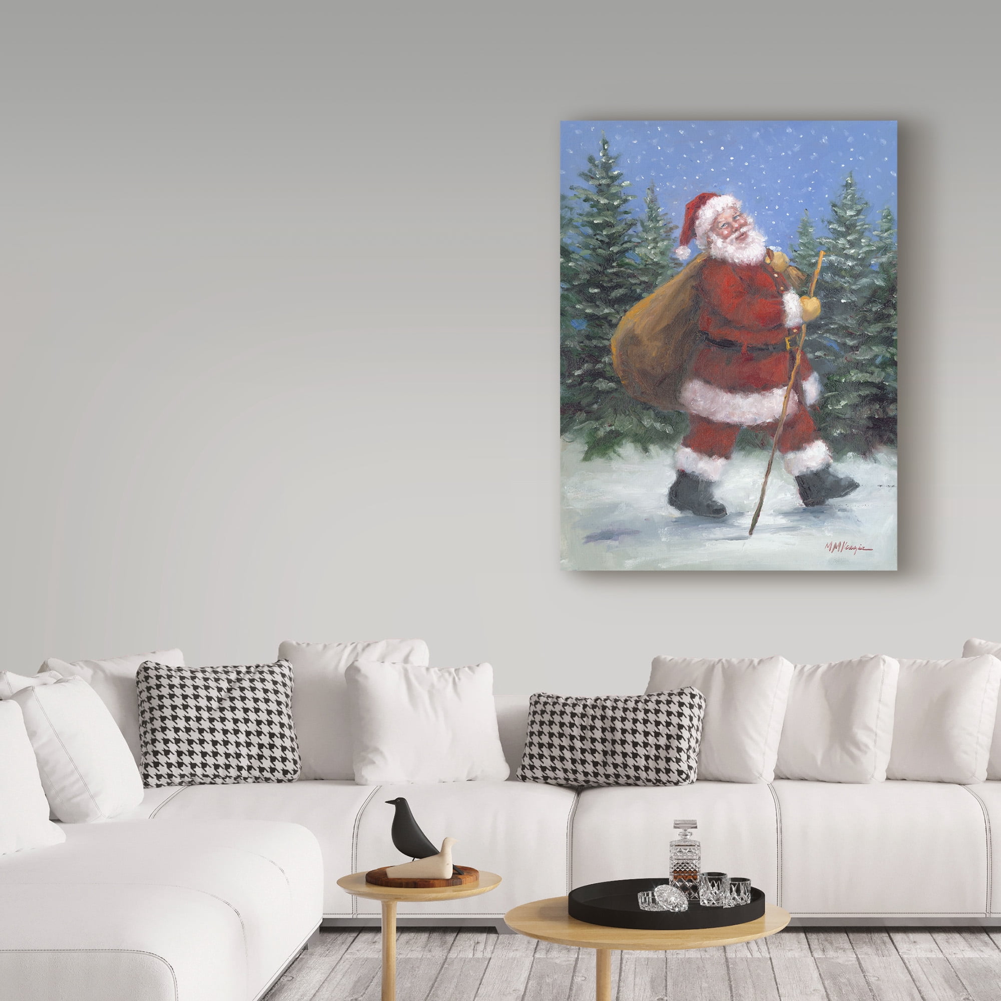 Trademark Fine Art 'Walking Santa' Canvas Art by Mary Miller Veazie