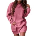 thumbnail image 2 of DailyTrove Women's Solid Color Oversized Mini Dress, Long Sleeve, Casual Lounge & Weekend Wear, Soft Cotton Blend, Relaxed Fit, 2 of 6