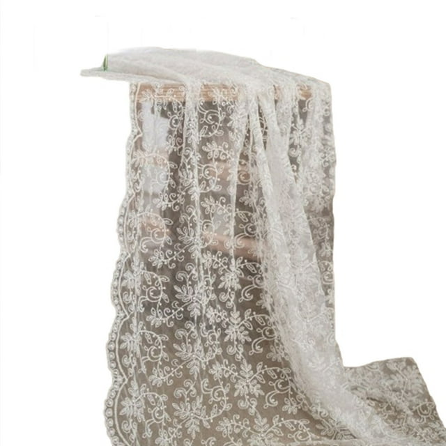 Table Basse Blanche, Nappe de Table Basse Rustique en Dentelle Décorative - Fond de Photographie Brodé Blanc