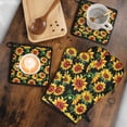thumbnail image 5 of Black Sunflower Kitchen Oven Mitt and Pot Holder Sets 4 Pcs for Baking, Cooking and Grilling, Heat Resistant Up To 392 °F, 5 of 7