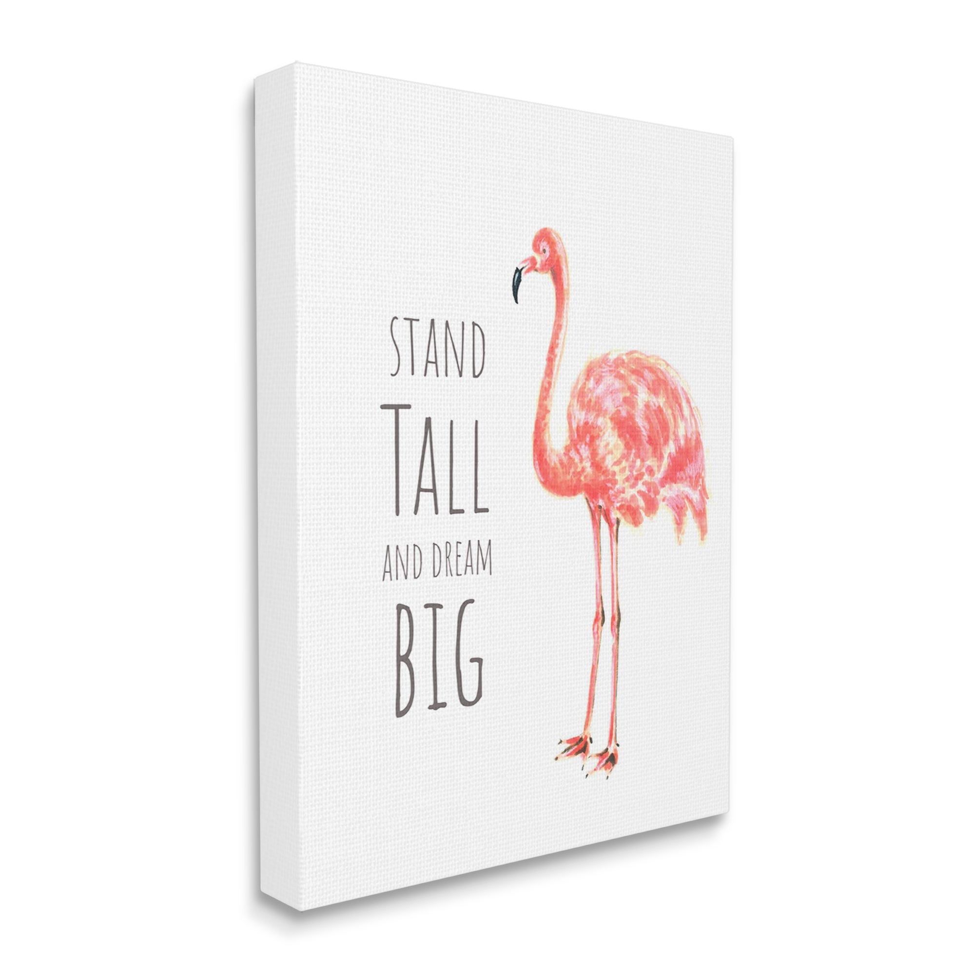 Stupell Industries Stand Tall and Dream Big Phrase Pink Flamingo, 36 x 48,Design by Reesa Qualia