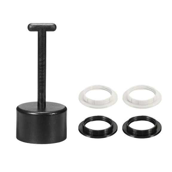 Uxcell E26/E27 Socket Ring Removal Tool T Type with Lamp Shade Socket Rings Black 1 Set